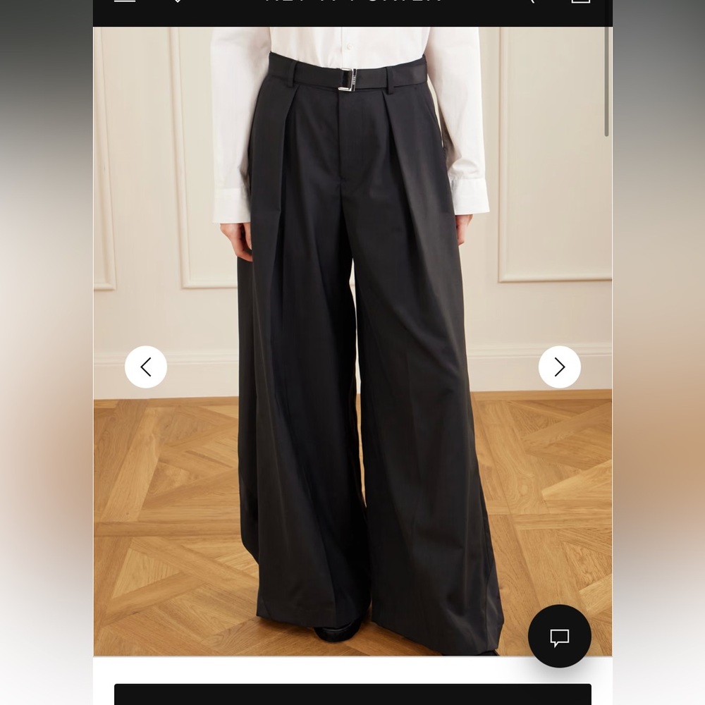 NWOT Sacai PINSTRIPED BELTED PLEATED WIDE LEG PANT Size 1/XS